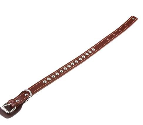 Real Leather Dog Collar Belt Fastening and Adjustable 60cm